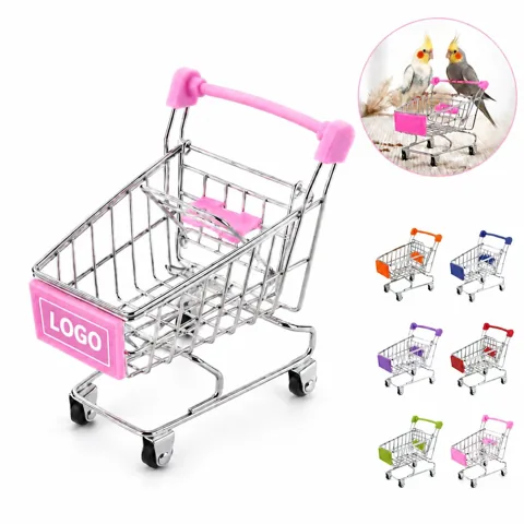 Kids Metal Mini Shopping Cart Toy with Sturdy Basket