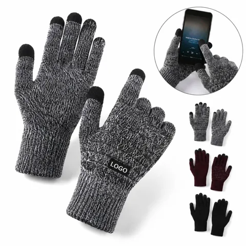 Unisex Thermal Touch Gloves with Silicone Grip, Warm Soft