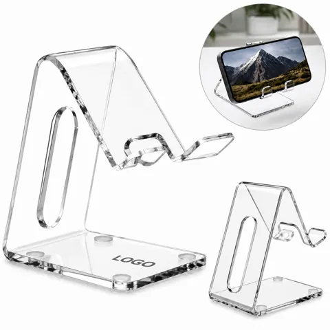 Clear Acrylic Phone Stand with Charging Cutout for Desk