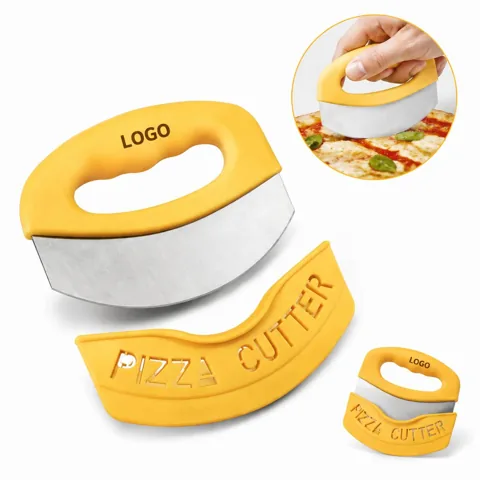 Stainless Steel Pizza Cutter with Safety Cover, Ergonomic