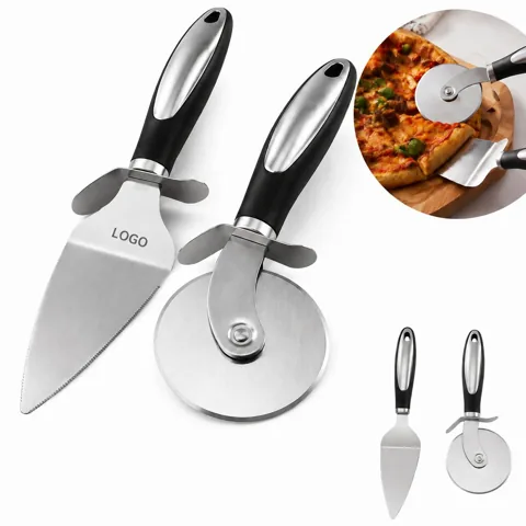 Stainless Steel Pizza Cutter Wheel Set with Peel & Dough