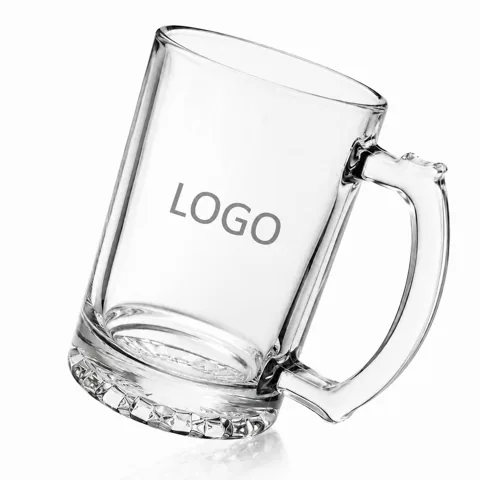 Classic Clear Glass Beer Stein 16oz Mug with Heavy Base