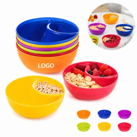 6 Pack Colorful Compartment Snack Bowls BPA Free Microwave
