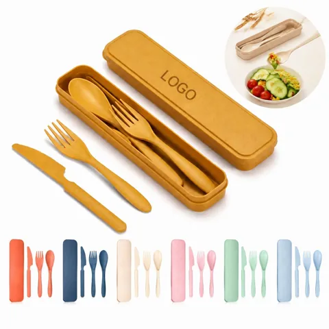 Eco Friendly Wheat Straw Travel Utensil Set with Case