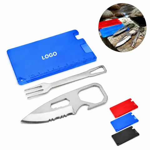 Stainless Steel Credit Card Multitool Knife Fork Set