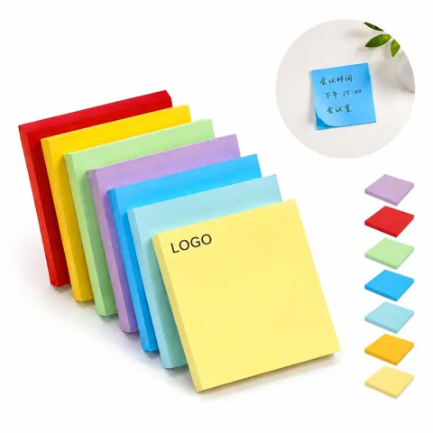 Colorful Self-Stick Square Note Pads, 50 Sheets for Office