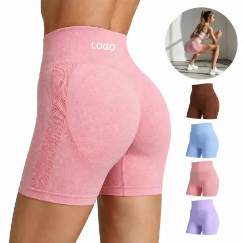 Women Yoga Shorts High Waist Soft Nylon Spandex 2 Pack
