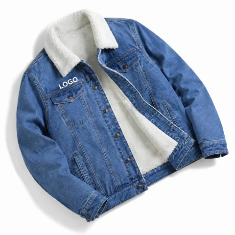 Unisex Denim Sherpa Jacket with Cozy Lining, Casual Layering