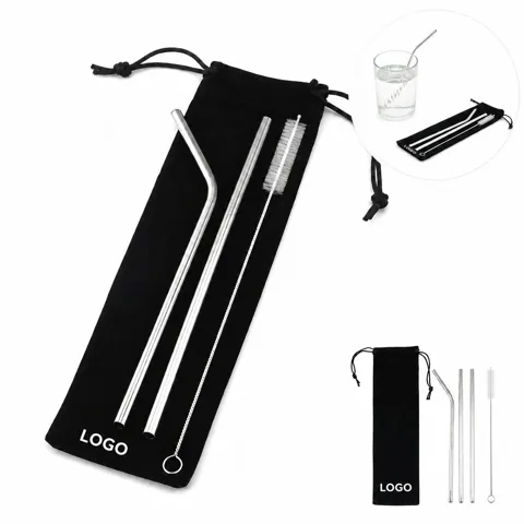 Reusable Stainless Steel Straws with Cleaning Brush