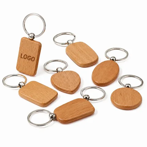 Personalized Wood Keychain Set 8 Shapes Custom DIY Gift