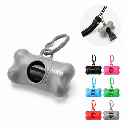 Pet Waste Bag Dispenser with Attachable Clip for Leash