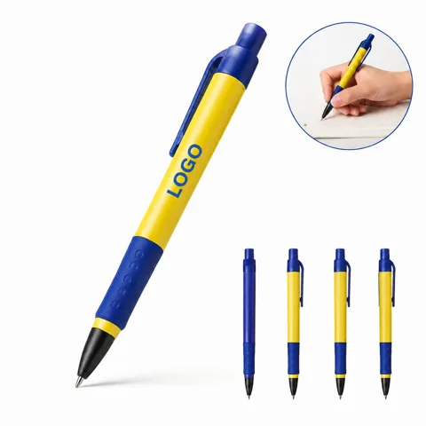 Customizable Soft Grip Retractable Ballpoint Pen, Smooth Ink