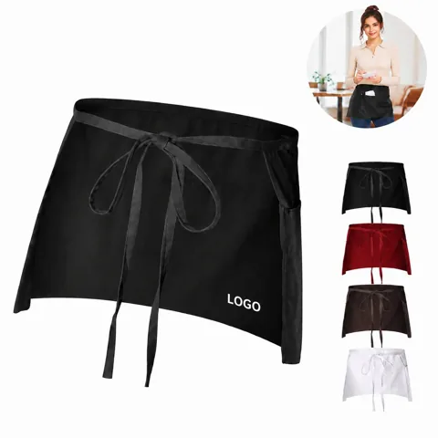 Heavy Duty Cotton Half Apron with Pockets for Servers