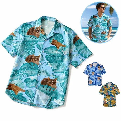 Men's Tropical Printed Aloha Shirt Short Sleeve Button Front