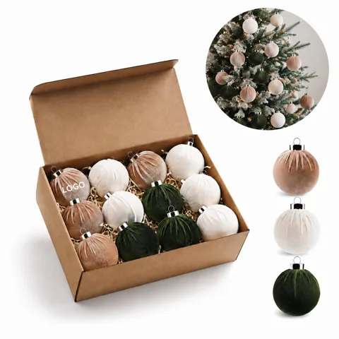 Deluxe Plush Velvet Ornament Set, Shatterproof Holiday Decor
