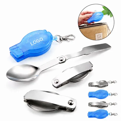 Collapsible Spoon Keychain Set for Camping Hiking Outdoor
