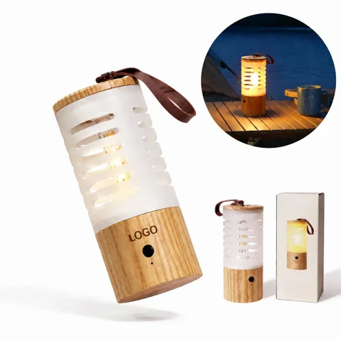 Rustic Wooden Lantern, 3 Brightness Settings for Camping