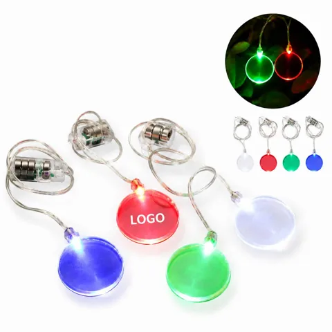 LED Light Up Pendant Necklace for Night Safety Glow