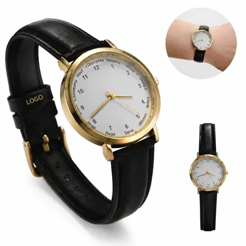 Classic Roman Numeral Leather Watch with Mineral Crystal