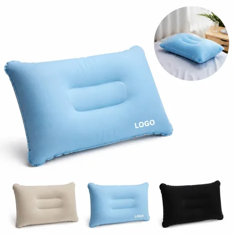 Inflatable Travel Neck Pillow with Soft Flocked Cover