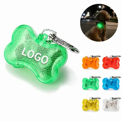 Dog Safety LED Collar Light Bone Shape Flashing Tag