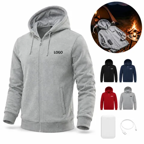 Cozy Heated Fleece Jacket with Zipper for Outdoor Use