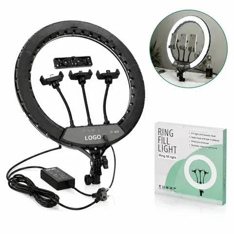 Dimmable LED Ring Light Phone Holder, 480 Beads 3 Colors