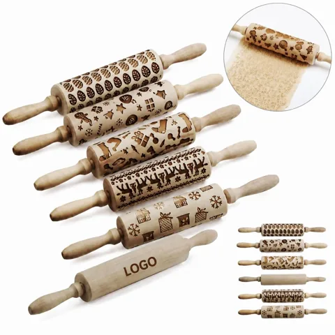 Personalized Engraved Wooden Rolling Pin for Baking Dough