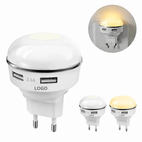 LED Wall Charger Outlet with Night Light for Smartphone