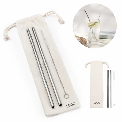 Stainless Steel Drinking Straws Set, Reusable Eco-Friendly