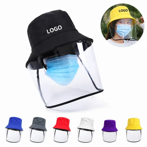 Black Bucket Hat with Clear TPU Face Shield