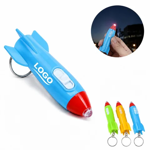 Mini Rocket LED Flashlight Keychain for Kids Party