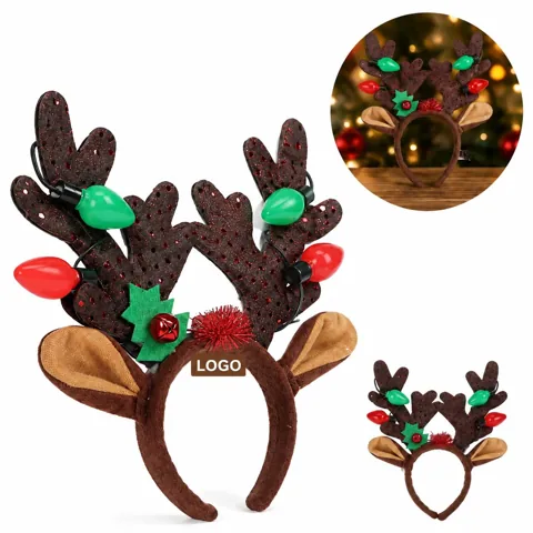 Glowing Golden Antler Headband with LED Lights