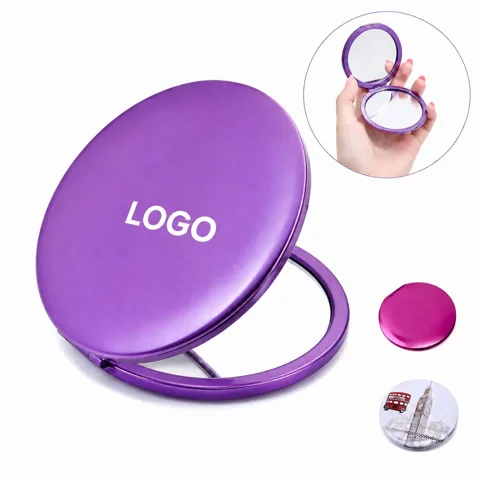 Portable Compact Makeup Mirror, Aluminum Glass, Handsfree