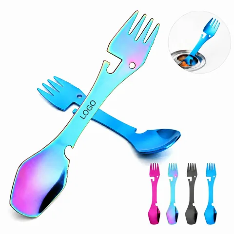 Camping Survival Multi Tool Utensil Set Fork Spoon Knife