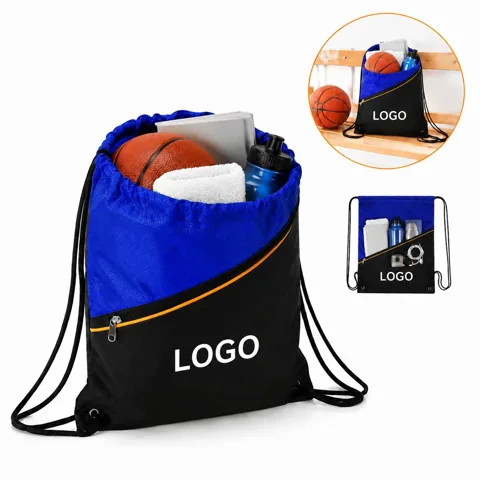 Dual Closure Drawstring Backpack with Zip Pocket
