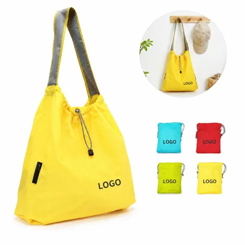 Lightweight Ripstop Drawstring Tote Bag with Inner Pockets