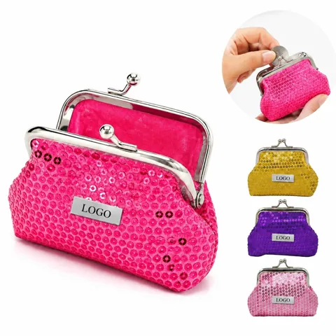 Glittery Sequin Coin Pouch with Secure Snap Closure