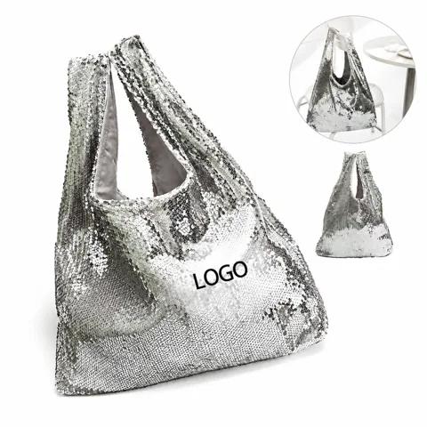 Reversible Sequin Sparkle Tote Bag for Women, Hand Carry