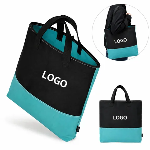 Polyester Tote Bag with Front Pocket and Shoulder Straps