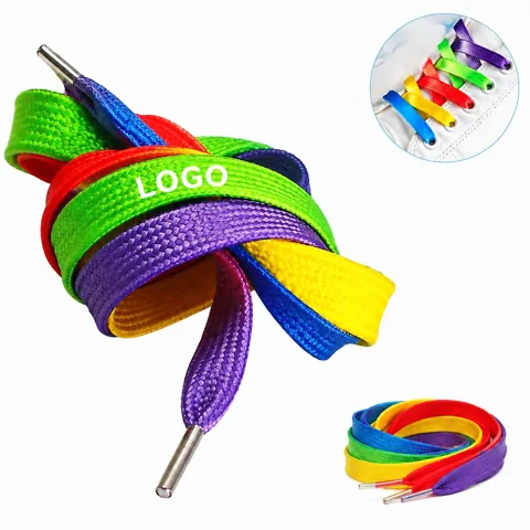 Round Rainbow Shoelaces for Sneakers Boots, Tie-Dye
