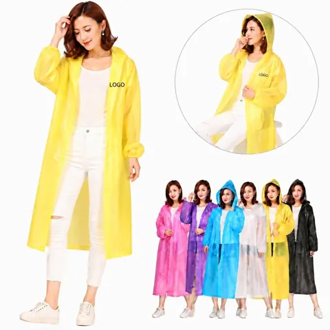 Adult Reusable EVA Rain Poncho, Heavy Duty Quick Dry Travel