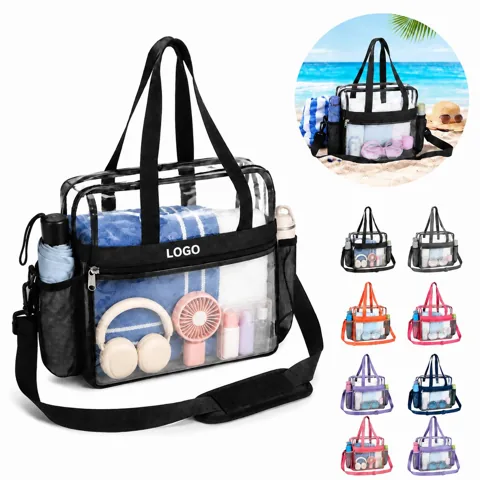 Clear Venue Tote with Adjustable Strap, Heavy Duty PVC