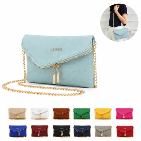 Envelope Wristlet Clutch with Detachable Chain
