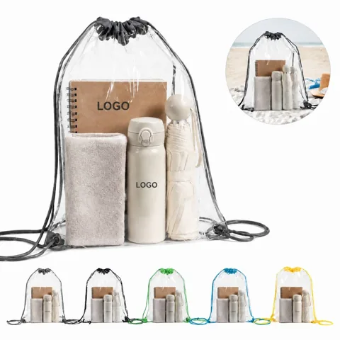 Clear PVC Drawstring Backpack with Inner Zipper Pocket