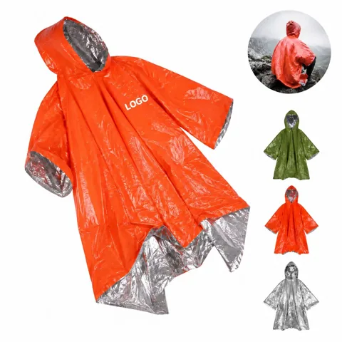 Emergency Waterproof Rain Poncho with Thermal Survival