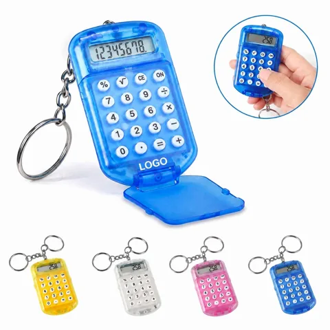 Mini Digital Calculator Keychain with Flip Cover