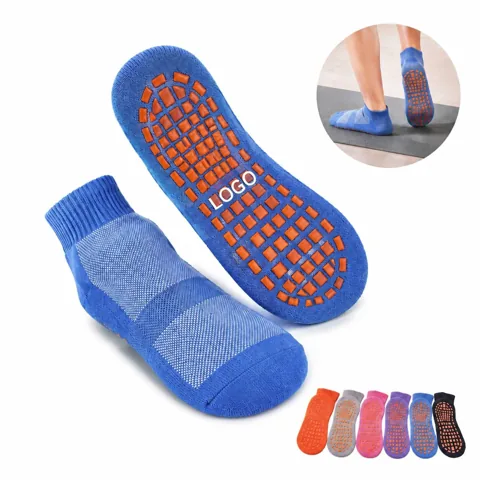 Custom Mesh Trampoline Socks Non-Slip Cotton Mid Calf