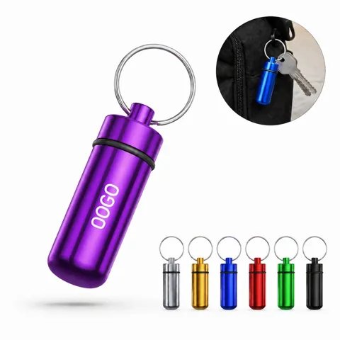 Mini Aluminum Pill Case Keychain with Waterproof Seal