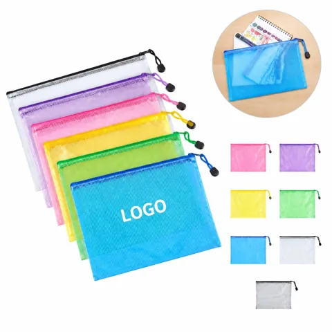 Heavy Duty Waterproof Mesh Zipper Pouch Document Organizer